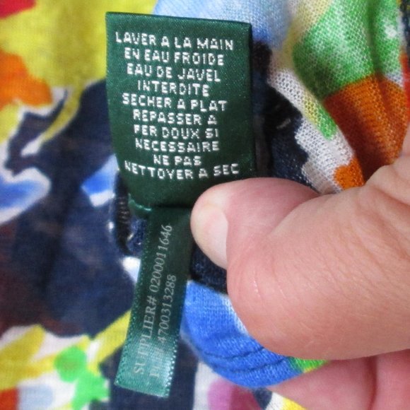 Lauren by Ralph Lauren Floral Boat Neck Top 100% Linen 3\4 Sleeve Size XL - Picture 5 of 5